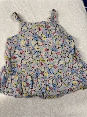 Garanimals Lavender Floral Ruffle Tank Top with Yellow, Blue, Pink Accents